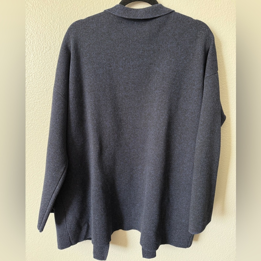 ZARA Knit Navy Blue Open Front Cardigan Blazer | Thick Cozy Layer | Size M - Picture 3 of 10